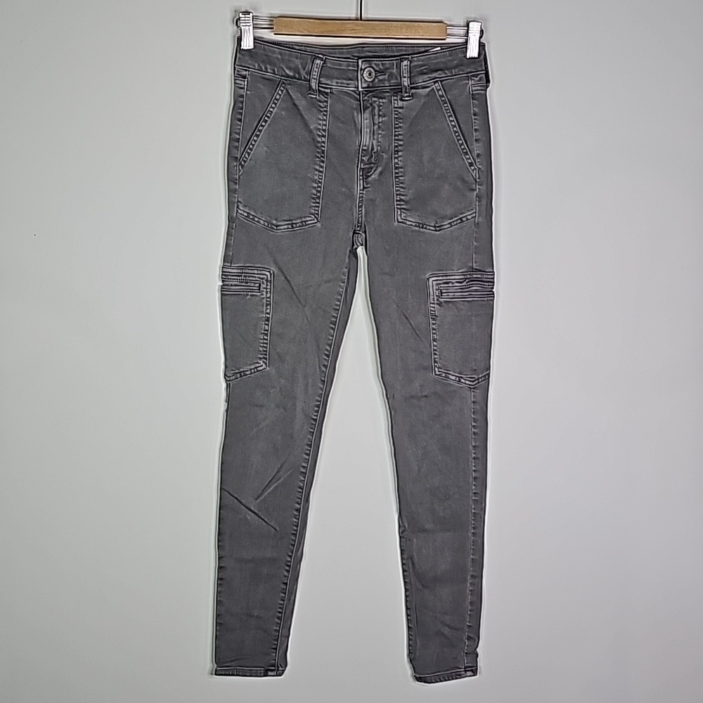 American Eagle next level stretch size 4 gray high rise jeggings